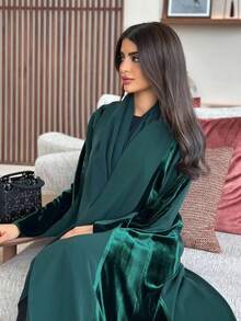 Elegant Women's Long Robe, Middle Eastern Style Loose Comfortable Casual Cardigan, Long Robe, Dignified Long Sleeve Dress, Suitable For Autumn And Winter (Headscarf Not Included) Spring - Dark Green - View 2