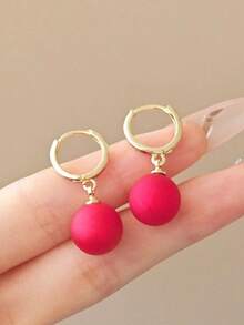 1 pereche cercei rotunzi eleganți minimalisti cu perle artificiale pentru femei, design ușor de lux, cercei versatili, potriviți pentru purtare zilnică și festivaluri