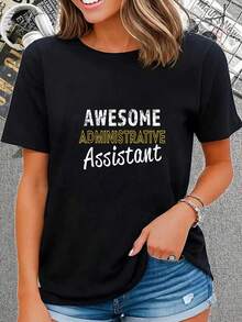 100% Cotton Administrative Assistant Appreciation Gift Admin Day T-Shirt Women's Men's Summer Vacation Soft Tee Relaxed Fit Classic Comfort Tops - Black - View 5