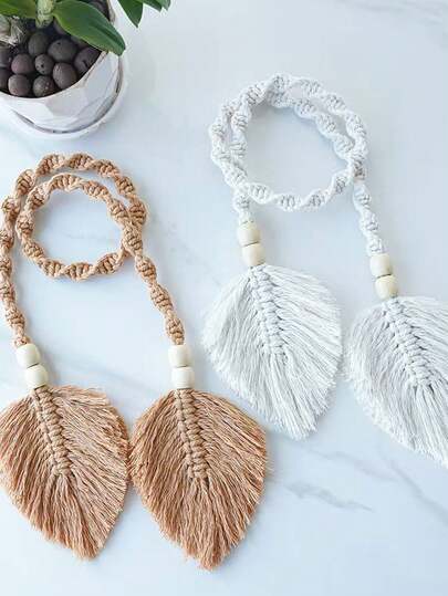 Handmade Woven Curtain Tie Backs, Bohemian Style Curtain Decorative Holders For Living Room, Hotel