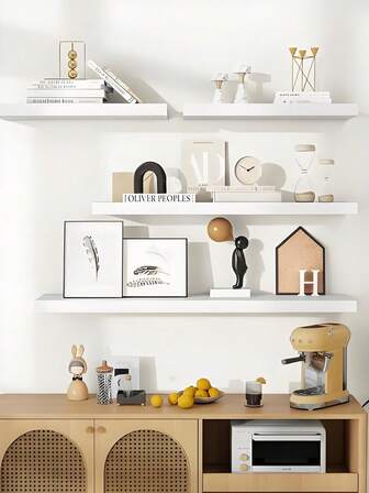 1pc/3pcs Wooden Floating Shelves, Wall Mounted Storage Rack, Bookshelf For Living Room, Bedroom, Bathroom, Kitchen, Decor And Organization, With Invisible Brackets