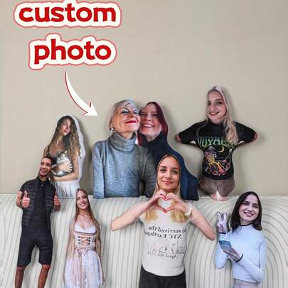 1PC Custom No-Edge Pillow - Personalized Face/Photo Print, Prank Pillow For Couch/Bed/Car, Funny Gift For Friends & Pet Lovers, Birthday, Christmas, Travel/Party/Nap Prop