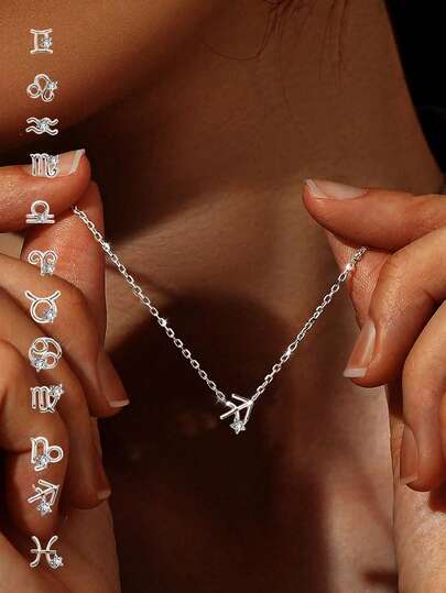 S925纯银迷你十二星座项链，适合女孩，圆形十二星座，适合日常佩戴，是送给少女的最佳礼物
