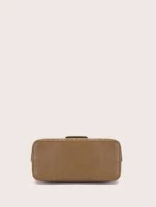 DK DKMG 1 件纯色压花挂饰，配有可调节肩带 PU 单肩包，适合女性日常使用 - 駝色 - 查看 6