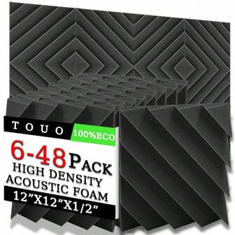 TOUO Acoustic Foam 6-48 Pcs Rhinestone Groove Foams Panels Offices Acoustic Treatment 30X30X5cm/12"X12"X2" | 30X30X2.5cm/12"X12"X1" High-Density Sound Absorbing Material