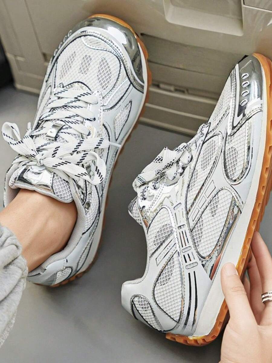 Men's Fashion Retro Sneakers - All-Season Casual Shoes With Vintage Plimsoll Style - Bạc - Xem 1