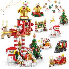 City Creative Winter Village Santa Boots Christmas Tree Model Building Blocks Christmas Gift, Winter Christmas Gingerbread House Reindeer Carriage Small Train Christmas Stocking Building Blocks New Year Gift, Home Decor Ornament, Suitable As Holiday Gift For Friends, Christmas Building Blocks - Multicolor - View 2