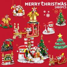 City Creative Winter Village Santa Boots Christmas Tree Model Building Blocks Christmas Gift, Winter Christmas Gingerbread House Reindeer Carriage Small Train Christmas Stocking Building Blocks New Year Gift, Home Decor Ornament, Suitable As Holiday Gift For Friends, Christmas Building Blocks - Multicolor - View 3