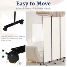 Kokorona Divisor de habitacion de 6 paneles visualizacion de privacidad enrollable de 6 pies de alto con ruedas bloqueables divisores de pared plegables para separacion de habitaciones incluidos - Beis - Ver 4