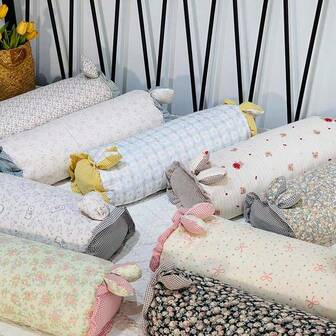 1pc Cylindrical Bowtie Pillow With Buckwheat Shells - Neck Support Pillow With Zipper