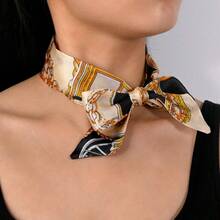 American Retro Edgy Leopard Print Scarf Choker - Tie-Up Style, Versatile Neck Warmer For Work & Casual Outfits - 25-1097-04 - 查看 3