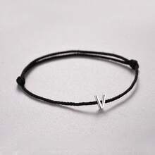 A Stylish And Exquisite 925 Pure Silver, High-Quality Bracelet With 26 Letters, Black Cord, Suitable For Daily Wear, Jewelry For Women, Silver Accessories, Birthday Gift