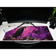 Gothic Raven Skull Mouse Pad Gaming Office Mousepad Desk Accessories Computer Accessories Mat Base And Stitched Edge Keyboard Mousepad Computer Long Desk Pad For Gaming And Office - Multicolor - View 3