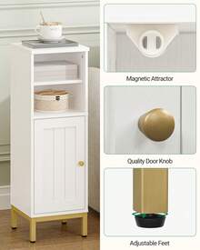 HEXCELEN Bathroom Cabinet, Bathroom Cabinet, Toilet Cabinet, Narrow Bathroom Shelf, Adjustable Shelves, Easy Assembly, With Open Compartments, 26 X 26 X 80 Cm, White - 白色 - 查看 3