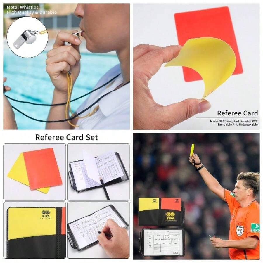 2 Kit de rbitro de Ftbol, Tarjetas de Advertencia para rbitros con Silbato para rbitro con Cordn, Tarjetas Rojas y Amarillas, Accesorios para rbitros, para Entrenadores y rbitros - 2 - Ver 1