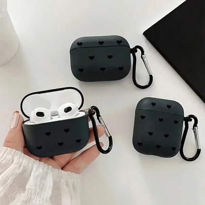 New Fashionable Black Heart Polka Dot Protective Case For Pro 3/1/2/3 And Pro - Soft TPU Wireless Earphone Box, Perfect Gift For Family And Friends