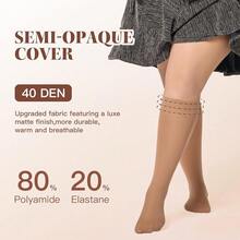 MANZI Plus Size Knee High Socks For Women Nylon Trouser Socks Women 40 Denier Semi Opaque Knee High Stockings{"Size_name":"3X-Large-4X-Large","Color_name":"NaturalNude*4"} - 自然裸色*4 - 查看 5