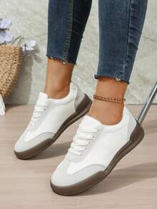 New Fashionable Patchwork Retro Casual Shoes, Soft Bottom Luxury Sneakers, Versatile Niche Shoes, Autumn - White - View 2