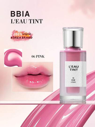 Bbia L'EAU TINT 06 PINK Hydrating Glossy Finish,Plump And Shiny Lips,Smooth, Comfortable Feel,Weightless, Non-Sticky,Lip Care Formula,Perfect Gift For Friends,K-Beauty,Korean Makeup,4.5g/0.158oz