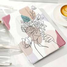 Flower Woman Pattern Tablet Case With Wake-Up Function For IPad Mini 6/9. 7/10. 2/10. 5/Air 4/Air 5/10th/10. 9/Pro 11 Inch/Air 11(M2)/Pro 11(M4) 2024 And GalaxyTab S6LITE 10. 4/A7 LITE/A8/A9+/S7/S8/S9/S9FE/S10/S7+ 12. 4/S8+ 12.. 4/S9+ 12.. 4/S9FE+ 12. 4 Transparent Bottom Case TPU PU Material Tri-Fold Flip Leather Case With Pen Slot, Standable - 白色 - 查看 1