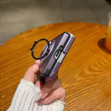 全新奢华镜头滑盖磁力折叠手机壳适用于三星/6 Fold7/6,简约保护套兼容 Apple 17/16/15/14/13/12/11 Pro Max、Galaxy S25/24/23/22 Pro+、Redmi Note 14/13/12 Pro - 紫色 - 查看 4