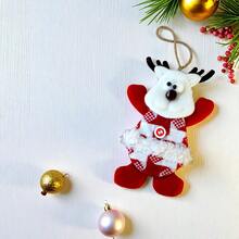 6/12/24 Colgante navideño muñeco de nieve y reno con tela escocesa roja y blanca, de fieltro y tela a cuadros rojos accesorio decorativo para árbol de Navidad, hogar u oficina ideal para decoración de interiores y fiestas decembrinas estilo rústico navideño, ligero y fácil de colocar - 12Pcs - Ver 9