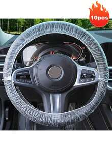 10/30个装一次性透明塑料方向盘套，通用型汽车方向盘套 - 彩色 - 查看 8
