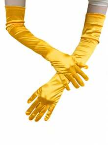 1 par de guantes largos de satén negro para mujeres, elegantes para fiesta de noche, boda, y combinando con atuendos de festivales