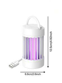 1pc Mute Electronic Insect Trap - USB-Powered Portable Bug Zapper With LED Ambiance Light, Durable Plastic Indoor/Outdoor Mosquito Killer For Camping & Home, No Chemicals, Design, Mosquito Zapper, Outdoor Pest Control, Modern Cylindrical Shape, USB Powered Device, Compact Design, Lightweight Construction, Home Users