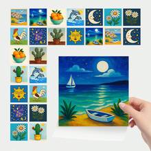 24 Floral Tile Stickers, 4x4 Inches, European Style, Peel And Stick, Waterproof PVC Tile Stickers, Farmhouse Style Kitchen And Bathroom Backsplash Decoration - Blue - View 7