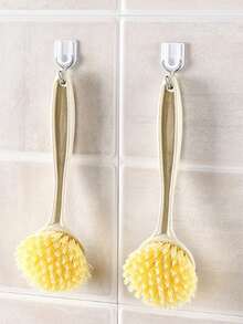 1Pc/3Pcs Wheat Straw Kitchen Long-Handled Pot Washing And Dish Cleaning Brushes Without Hurting Hands And Household Cleaning Brushes,Cleaning Dish Brush, Long-Handled Non-Stick Oil Pan Brush,Kitchen Cleaning Dish Brush - Beige - View 14