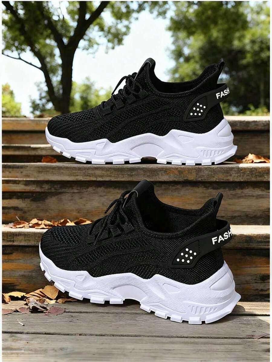 FZY Ventilating Mesh Sports Shoes] Lightweight And Breathable Mesh Sports Shoes With EVA Sole, Comfortable Ankle Support, Lace-Up Low-Top Running And Tennis Shoes, Suitable For Both Men And Women, Retro Style, Suitable For All Seasons, Fitness Shoes, Elegant Women's Sports Shoes, Perfect For Wearing On Valentine's Day, Multi-Functional Suitable For Middle-Aged And Elderly Women's Shoes, Fashionable Women's Winter Sports Shoes, A Must-Have Item For Valentine's Day Outfits, Discounted Women's Shoes, Winter Lady's Hiking Shoes - 黑色 - 查看 1