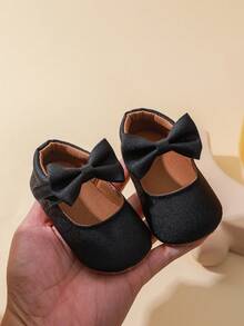 0-1 Years Old Infant Toddler Shoes With Bowknot & Glitter PU - Black - View 12