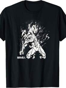 Season 2 Titan Smoke AOT Anime T-Shirt - 黑色 - 查看 1