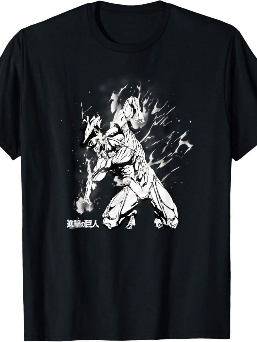 Season 2 Titan Smoke AOT Anime T-Shirt - 黑色 - 查看 1