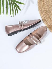 Women's Vintage Mary Jane Flats With Double Strap, Suitable For All Seasons - 香檳金 - 查看 4