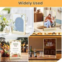 3pcs Acrylic Sign Holder, Double-Sided Gold Display Stand Frame T-Shape 5"X7" (12.7X17.8cm), Suitable For Table Numbers, Menus, Flyers, Weddings, Offices, Photos And Art Displays - Gold - View 11