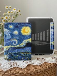 E-Book Case Compatible With Kindle Paperwhite 7inch 2024,Kindle (11th Generation) 2022 Release,Kindle Paperwhite 11th Gen 2021,Kindle Colorsoft Signature Edition, Soft Transparent TPU Back Cover Auto Wake/Sleep Oil Painting Illustration