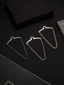 Sanfenly Tie Clips For Men - Black, Blue, Gold, Silver Tie Bars With Chain Set - Valentine's Day, Father's Day