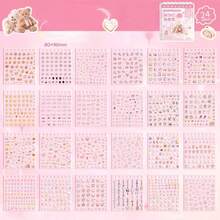 Libro de pegatinas de fiesta de mascotas de dibujos animados NINI Creative, pegatinas artesanales lindas, pegatinas de arte de uñas DIY, hechas de material PVC, disponibles en tres estilos, cada libro contiene 24 pegatinas únicas. Adecuado para usar en álbumes de fotos, portátiles, refrigeradores y como decoración para fundas de teléfonos con temas de dibujos animados. Los diseños son adecuados para diversas ocasiones como reuniones familiares, cumpleaños, fiestas, Halloween y Navidad.