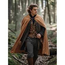 Medieval Hooded Renaissance Cape Vintage With Hood Men And Women Halloween Cosplay - 棕色 - 查看 5