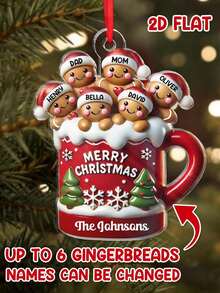 Catygift Individuelle Lebkuchen-Familien Weihnachtsornamente, personalisierte, individuell geformte Feiertags-Dekoration, Geschenk für Eltern, Sammlerstück 2025