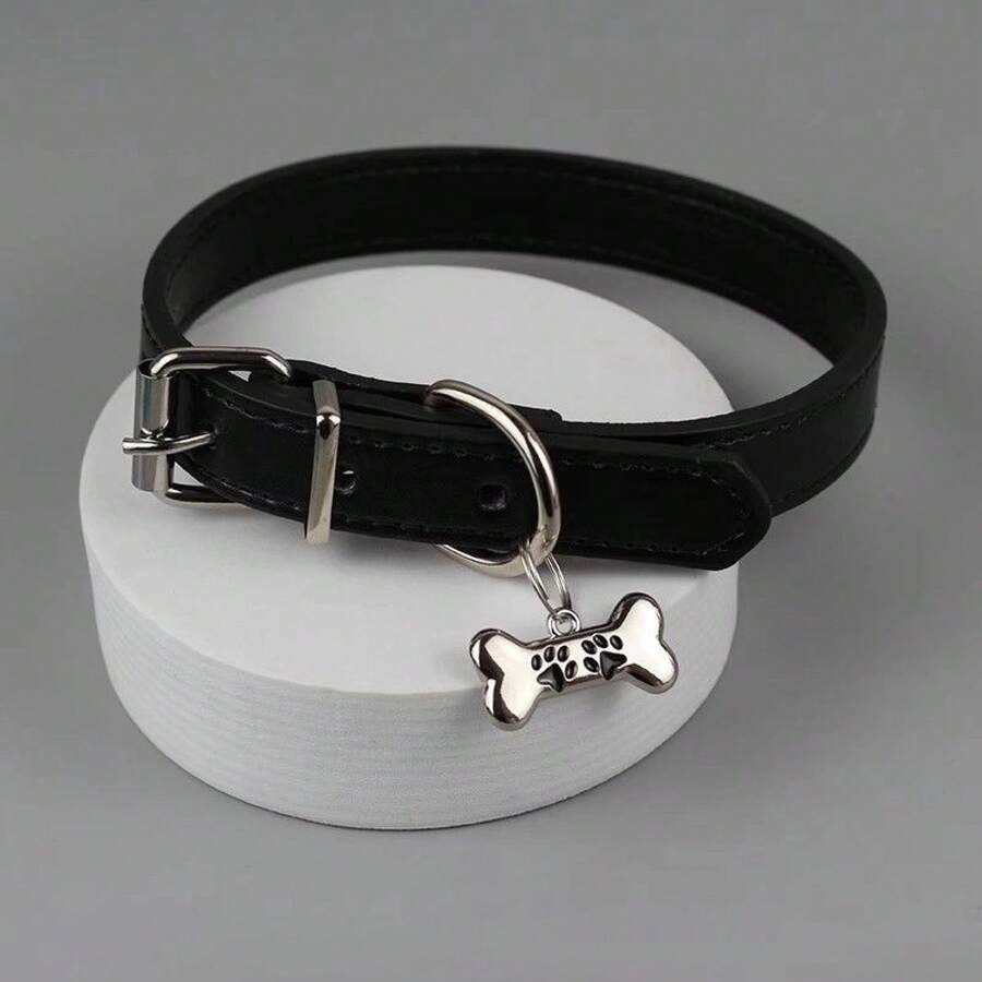 1pcs Cute Bone Collar Subculture Punk Puppy Necklace - màu đen - Xem 1