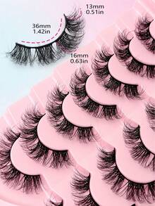 Asiteo 7 Pairs/Set 3D Faux Mink Lashes, Fluffy & Voluminous, D-Curl, Full Strip Lashes, Suitable For Party Or Daily Makeup - 濃密款 - 查看 3