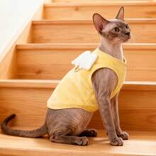 1 قطعة من قماش الفرو الناعم للحيوانات الأليفة، سترة مزينة بأجنحة ملاك لكلاب وقطط، سترة مناسبة للجنسين للقطط والكلاب، ملابس شتوية للحيوانات الأليفة