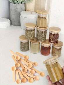 5 peças/10 peças/20 peças/30 peças/40 peças Colheres de Pau de Cabo Longo, Colher de Sopa, Colher de Café, Colher de Geléia, Colher de Condimento para Casa, Cafeteria e Culinária Criativa, Cozinha, Dia dos Namorados, Casamento dos Namorados, Aniversário