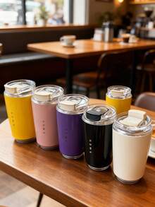 1 pieza Botella de agua de acero inoxidable de 320ml, diseño minimalista, opciones de multicolor, taza de café con aislamiento al vacío con textura suave perfecta, Body de acero inoxidable, a prueba de fugas, aislamiento térmico duradero, taza portátil para café con leche, taza de viaje, taza para té helado, taza de fondo plano con aislamiento al vacío, adecuada para el hogar, la oficina, los viajes por carretera, el camping, el senderismo, los deportes, los picnics, excelente para regalos de negocios y regalos para el hogar