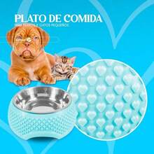 2 Platos para Perro o Gato de Acero Inoxidable Set de 2 Piezas de Cuencos para Mascotas Apilables y Antideslizantes Fáciles de Lavar para Gatos Perros pequeños y Cachorros Azul - Azul - Ver 6