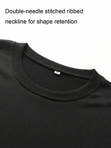 2 件秋季男士运动衫和运动裤套装，黑色长袖圆领休闲上衣，针织松紧腰带黑色慢跑裤，字母图案印花