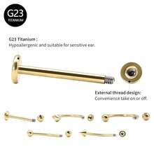 BLISI G23 Solid Titanium Eyebrow Piercing Jewelry, Gokd Black Rose Gold Silver Pink Rainbow Eyebrow Rings 16G Curved Barbell,Tiny Vertical Labret Lip Jewelry Rook Piercing Jewelry For Women And Men{Inchcolor_nameinch:Inch8pcsEyebowPiercing-Goldinch} - 8件裝金色眼圈 - 查看 4